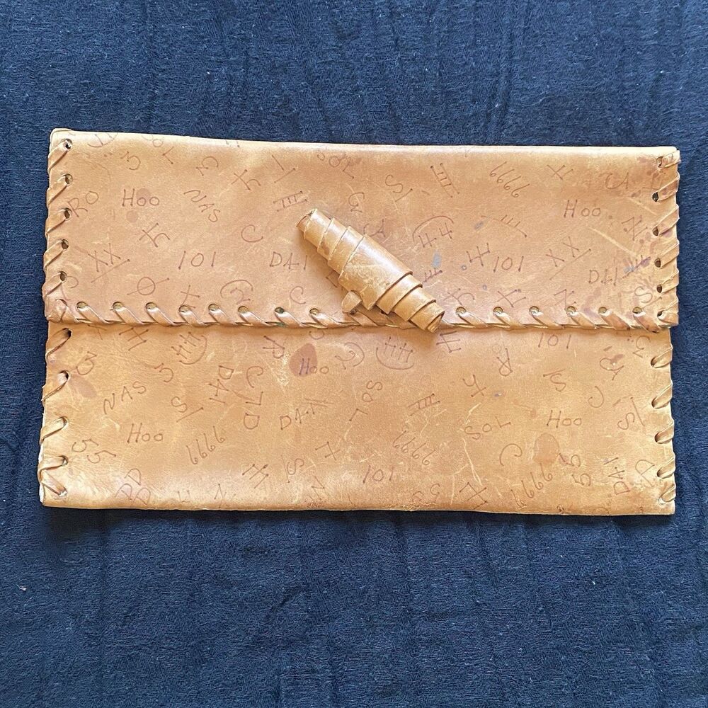 Vintage Leather Western Wear Branded Clutch Bag. Attached Wallet. OOAK. Rare.
